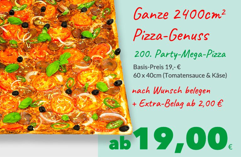Mega-Party-Pizza: Ganze 2400qcm Pizza-Genuss